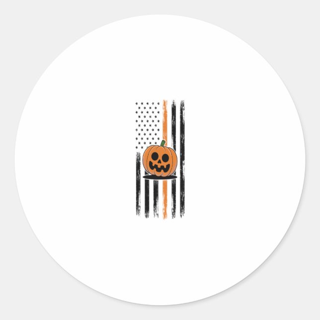 Adesivo Redondo Pumpkin Head US Flag (Frente)