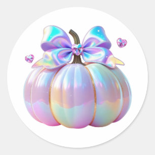 Adesivo Redondo Pumpkin Iridescente com Corações Cristais