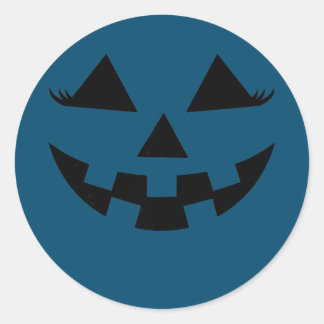 Adesivo Redondo Pumpkin Jack O Lanterna Face Com Eyelashes Raparig
