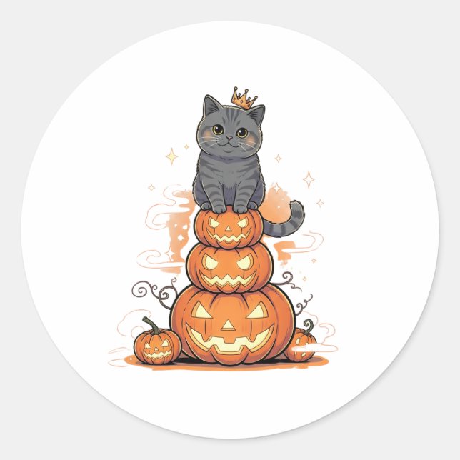 Adesivo Redondo Pumpkin King Brit - Regal British Shorthair (Frente)