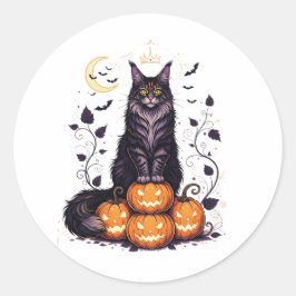 Adesivo Redondo Pumpkin King Coon - Maine Coon Halloween