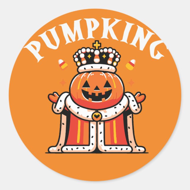 Adesivo Redondo Pumpkin King Halloween Royalty Sticker (Frente)