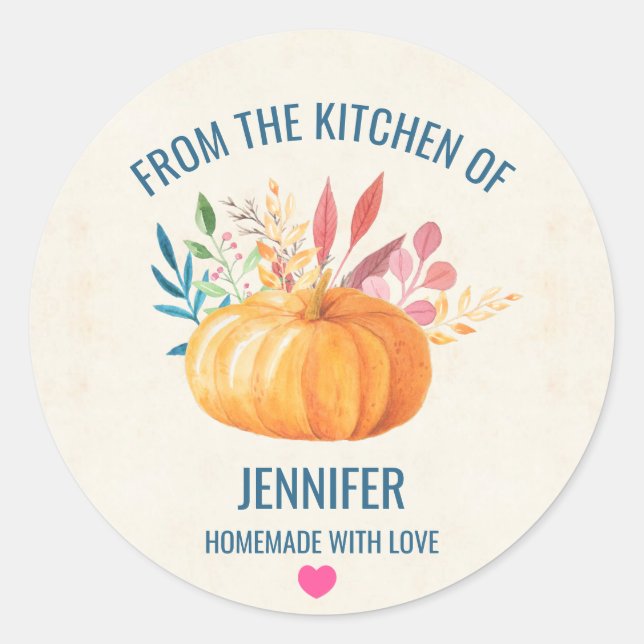 Adesivo Redondo Pumpkin Laranja Da Cozinha De (Frente)