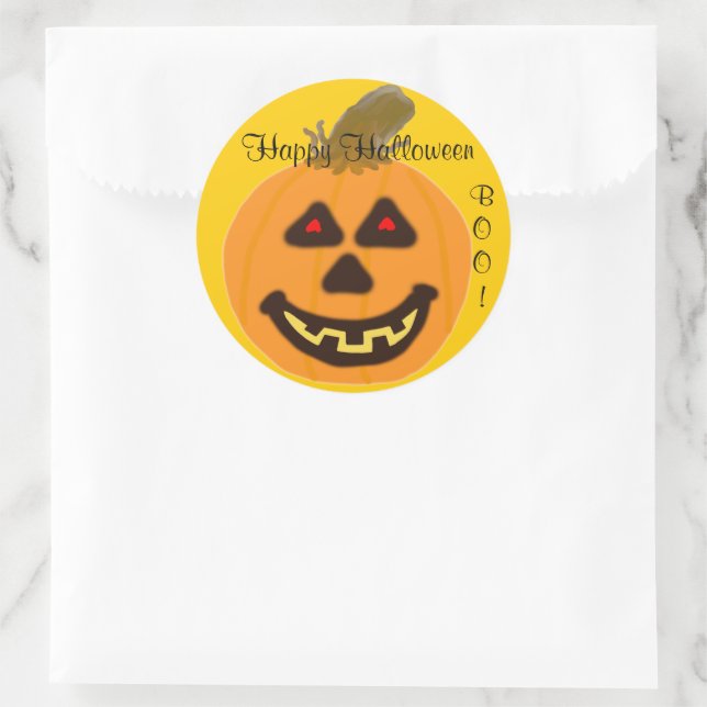 Adesivo Redondo Pumpkin Laranja Halloween (Bolsa)