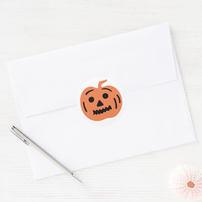 Adesivo Redondo Pumpkin Laranja Jack-O-Lanterna Halloween (Envelope)