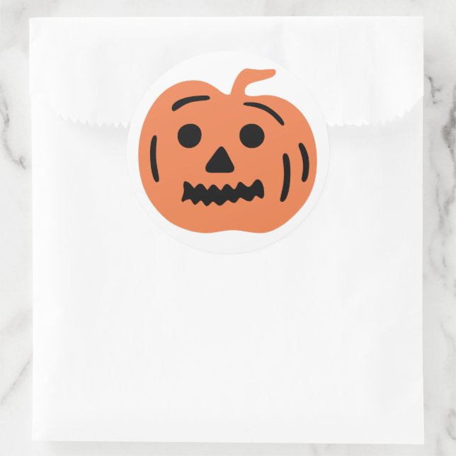 Adesivo Redondo Pumpkin Laranja Jack-O-Lanterna Halloween (Bolsa)