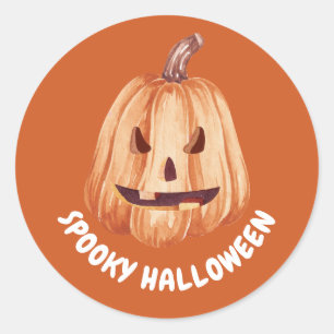 Adesivo Redondo Pumpkin Laranja Queimado Spooky Halloween