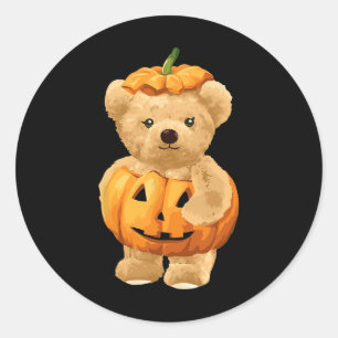Adesivo Redondo Pumpkin legal E Urso Para O Dia Das Bruxas