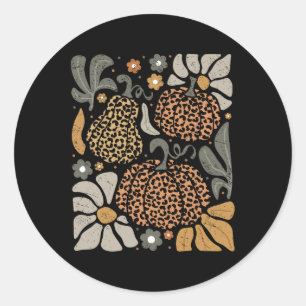 Adesivo Redondo Pumpkin Leopardo com Flores Boho Floral Graças