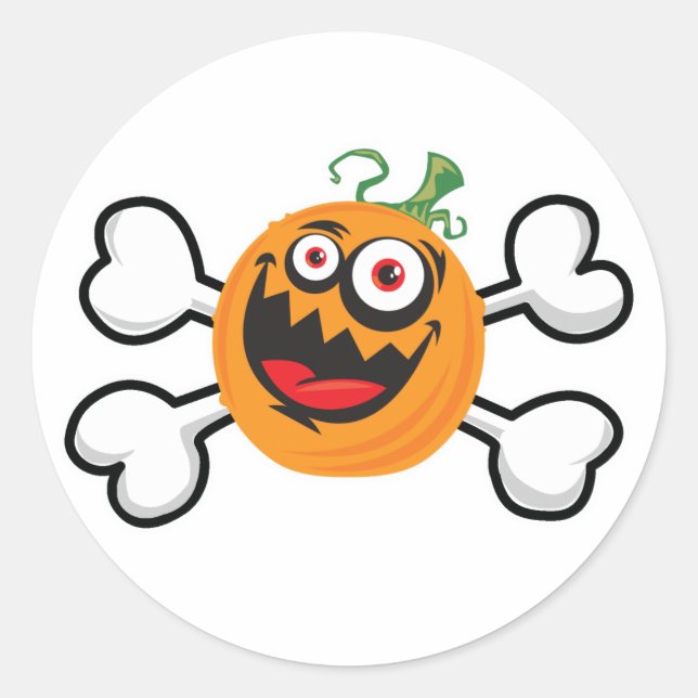 Adesivo Redondo Pumpkin Louco Crânio e Crossbones (Frente)