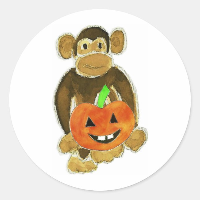 Adesivo Redondo Pumpkin Macaco (Frente)