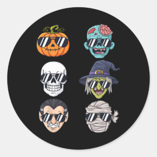 Adesivo Redondo Pumpkin mais fixe Halloween Skeleton Bruxa Vampiro
