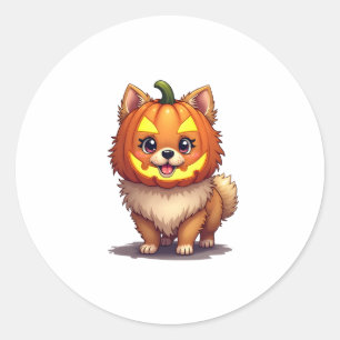 Adesivo Redondo Pumpkin Máscara Pomerânia