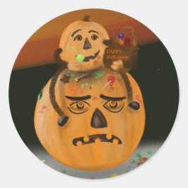 Adesivo Redondo Pumpkin Mess Halloween Stickers