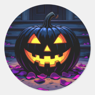 Adesivo Redondo Pumpkin Negro Jack-O-Lanterna Halloween