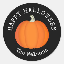 Adesivo Redondo Pumpkin Orange and Black Happy Halloween