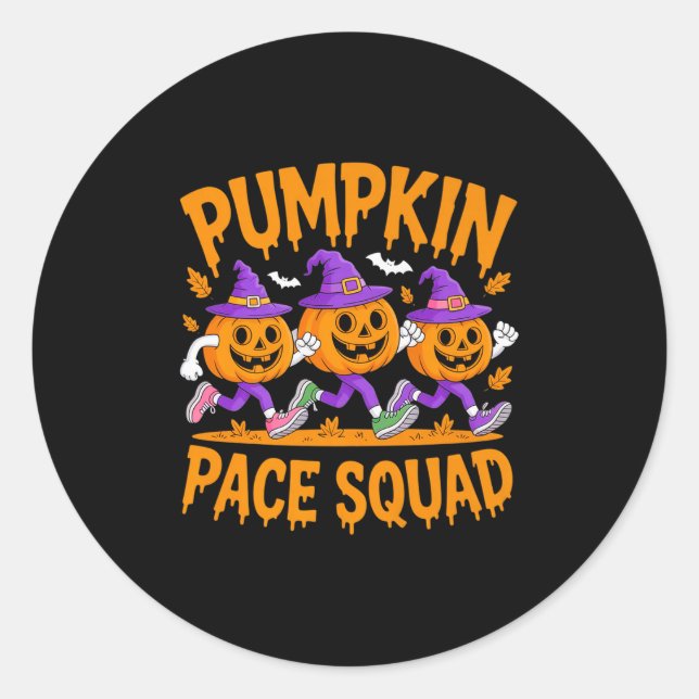 Adesivo Redondo Pumpkin Pace Squad Runner Costume Halloween Runnin (Frente)
