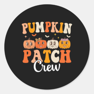 Adesivo Redondo Pumpkin Patch Crew Correspondente à Família Groovy