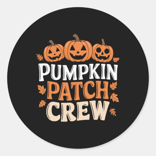 Adesivo Redondo Pumpkin Patch Crew Engraçado Pumpkin Patch Obrigad (Frente)