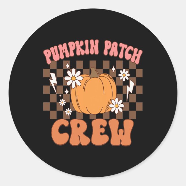 Adesivo Redondo Pumpkin Patch Crew Engraçado Pumpkin Patch Obrigad (Frente)