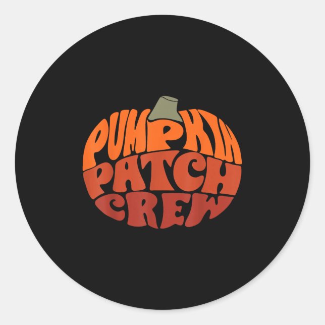 Adesivo Redondo Pumpkin Patch Crew Engraçado Pumpkin Patch Obrigad (Frente)