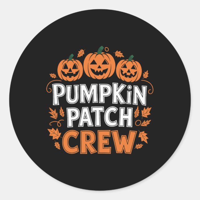 Adesivo Redondo Pumpkin Patch Crew Engraçado Pumpkin Patch Obrigad (Frente)