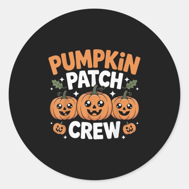 Adesivo Redondo Pumpkin Patch Crew Matching Family Fall Autumn  (Frente)