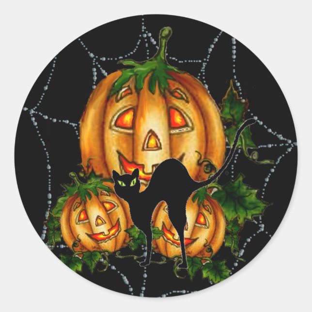 Adesivo Redondo PUMPKIN PATCH & SPIDERWEB by SHARON SHARPE (Frente)