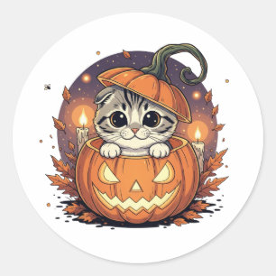 Adesivo Redondo Pumpkin Peek Fold - Cujo Dobro Escocês É Gelado