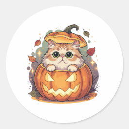 Adesivo Redondo Pumpkin Peek Persa - Flauffy Halloween Persa