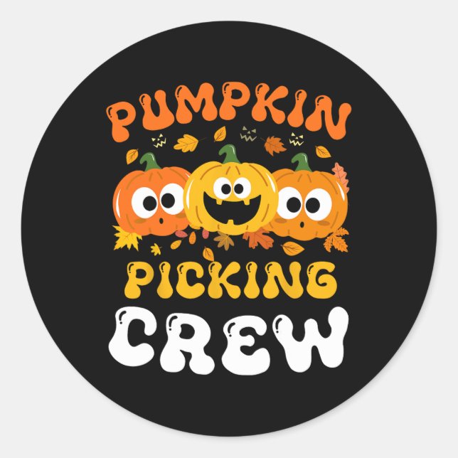 Adesivo Redondo Pumpkin Picking Crew 2024 Funny Cousin Crew Hallow (Frente)