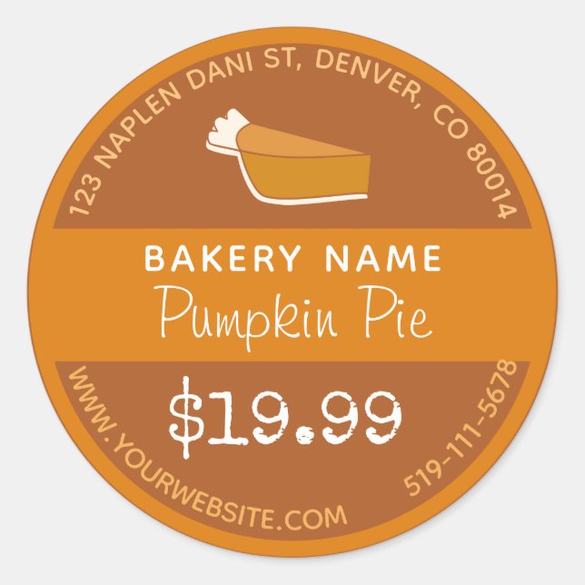 Adesivo Redondo Pumpkin Pie Bakery Sticker (Frente)