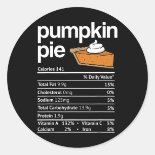 Adesivo Redondo Pumpkin Pie Nutrition Facts Graças a Natal