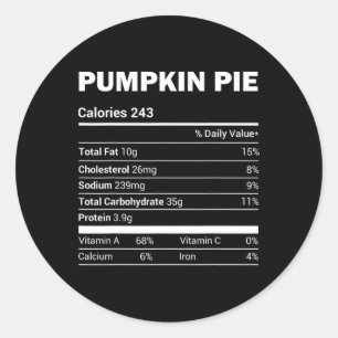 Adesivo Redondo Pumpkin Pie Nutrition Tee Engraçado Correspondênci