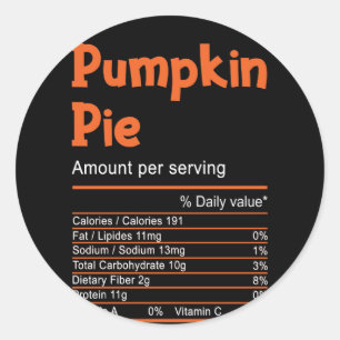 Adesivo Redondo Pumpkin Pie Nutrition Thanksgiving Christmas