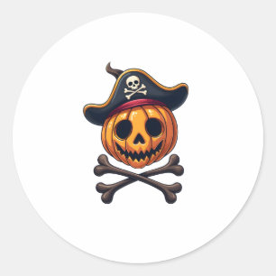 Adesivo Redondo Pumpkin Pirate - Camisa do Caveira do Halloween