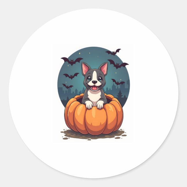 Adesivo Redondo Pumpkin Pitbull Smile (Frente)