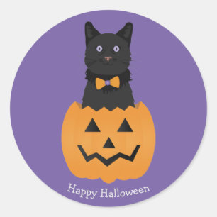Adesivo Redondo Pumpkin Preto Feliz Halloween