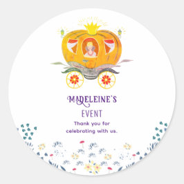 Adesivo Redondo Pumpkin Princesa Carruagem Flores Selvagens Aniver