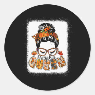 Adesivo Redondo Pumpkin Queen Messy Bun Fall Pumpkin Fall Vibes Au