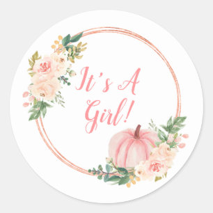 Adesivo Redondo Pumpkin Rosa Floral É uma garota