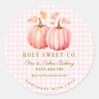 Adesivo Redondo Pumpkin Rosa Gingham Bakery