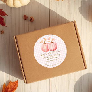 Adesivo Redondo Pumpkin Rosa Gingham Bakery