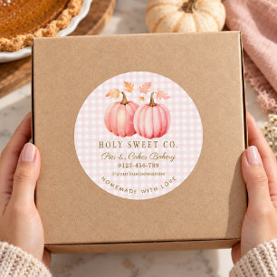 Adesivo Redondo Pumpkin Rosa Gingham Bakery