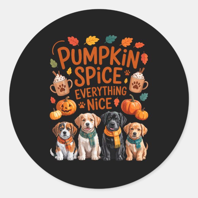 Adesivo Redondo Pumpkin Sce Everything Nice Fall Dog Lovers Addict (Frente)