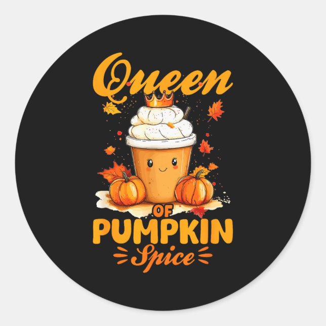 Adesivo Redondo Pumpkin Sce Latte Fall Season Queen Of Pumpkin Sce (Frente)