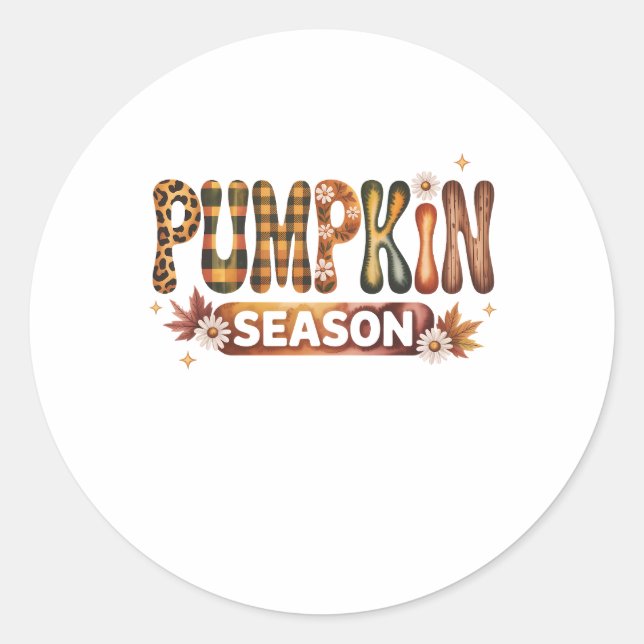 Adesivo Redondo Pumpkin Season Fall Boho (Frente)