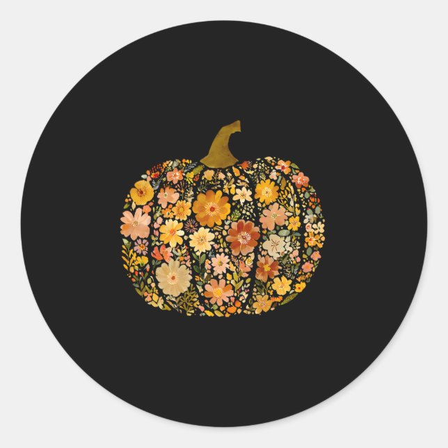 Adesivo Redondo Pumpkin Season Floral Thanksgiving Autumn Fall Y'a (Frente)