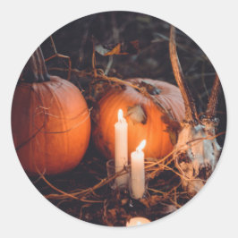 Adesivo Redondo Pumpkin Skull Halloween Stickers