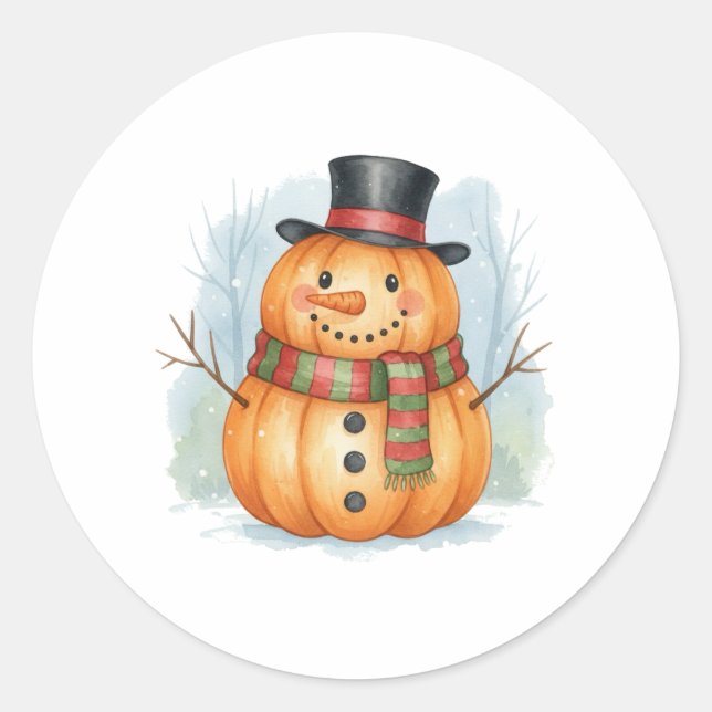 Adesivo Redondo Pumpkin snowman (Frente)